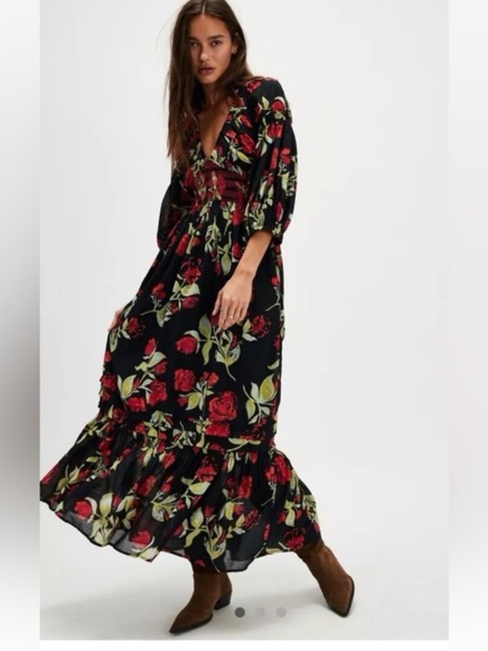 Free People Golden Hour Maxi Dress in Red Rose